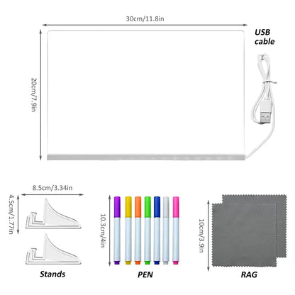 WnderGlow Light-Up Drawing Board – 7-Color Glow Acrylic Message Pad