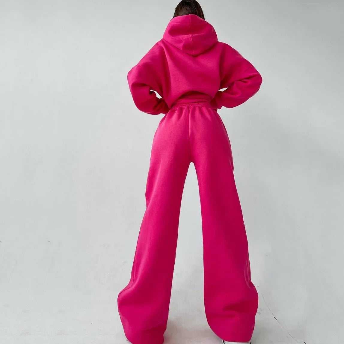 Casual Sport Tracksuit Women Hooded Two Pieces Set Sweatshirts Pullover Hoodies Pockets Pants Suit Trousers Outfits Autumn 2025