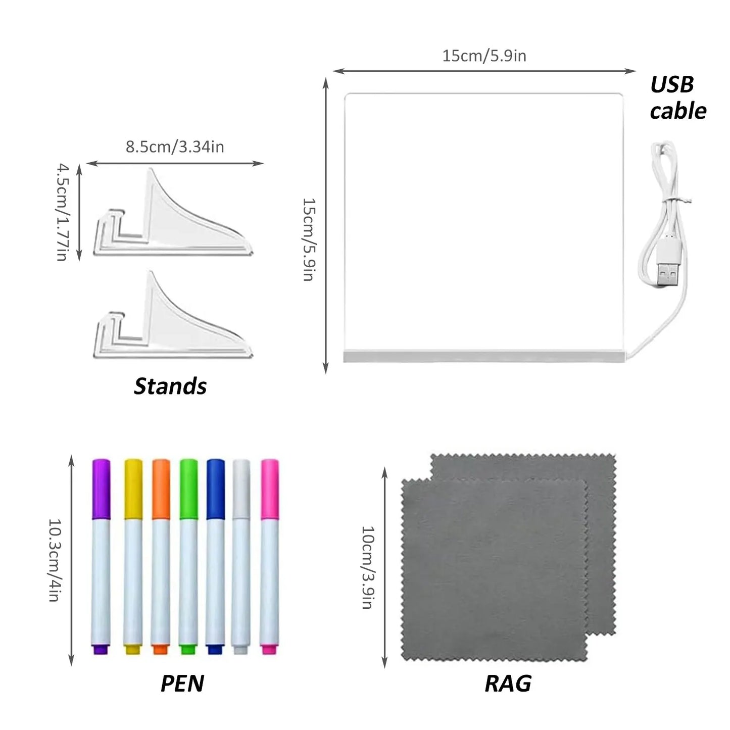 WnderGlow Light-Up Drawing Board – 7-Color Glow Acrylic Message Pad