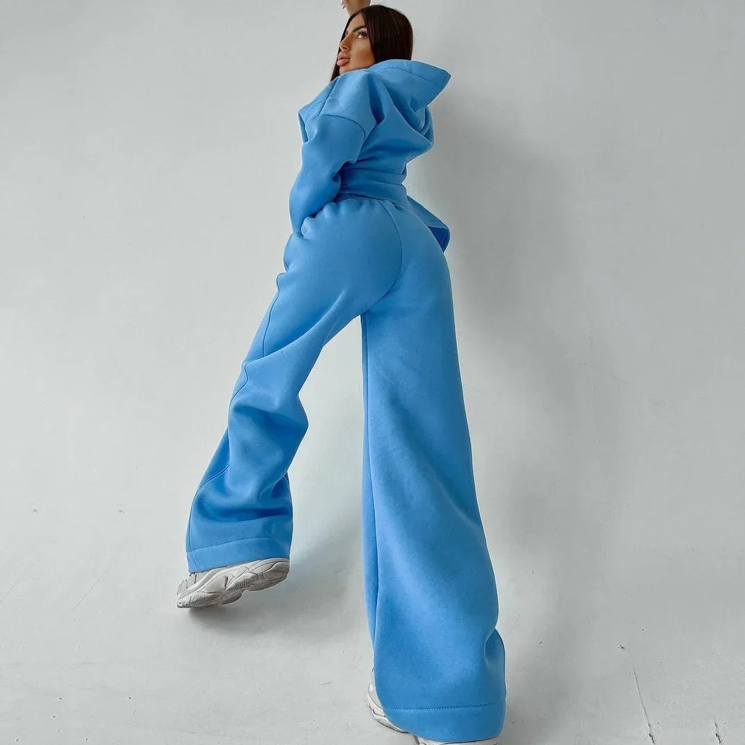 Casual Sport Tracksuit Women Hooded Two Pieces Set Sweatshirts Pullover Hoodies Pockets Pants Suit Trousers Outfits Autumn 2025